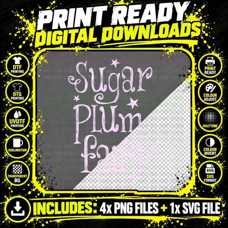 Sugar Plum Fairy Cute Christmas T-Shirt Png SVG Digital Bundle