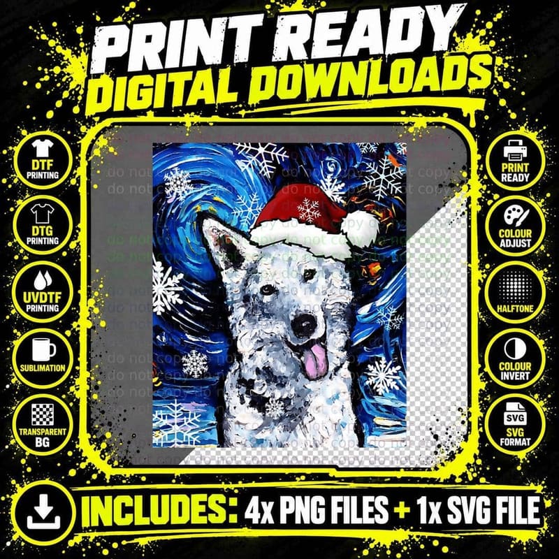Swiss Shepherd Santa Crewneck Sweatshirt Png SVG Digital Bundle