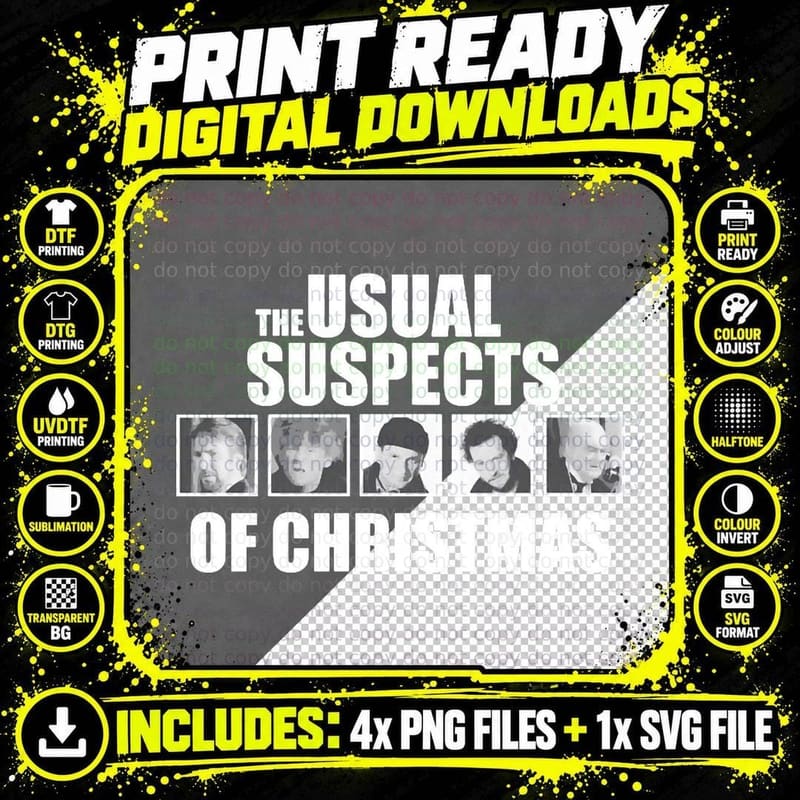The Usual Christmas Suspects T-Shirt Png SVG Digital Bundle