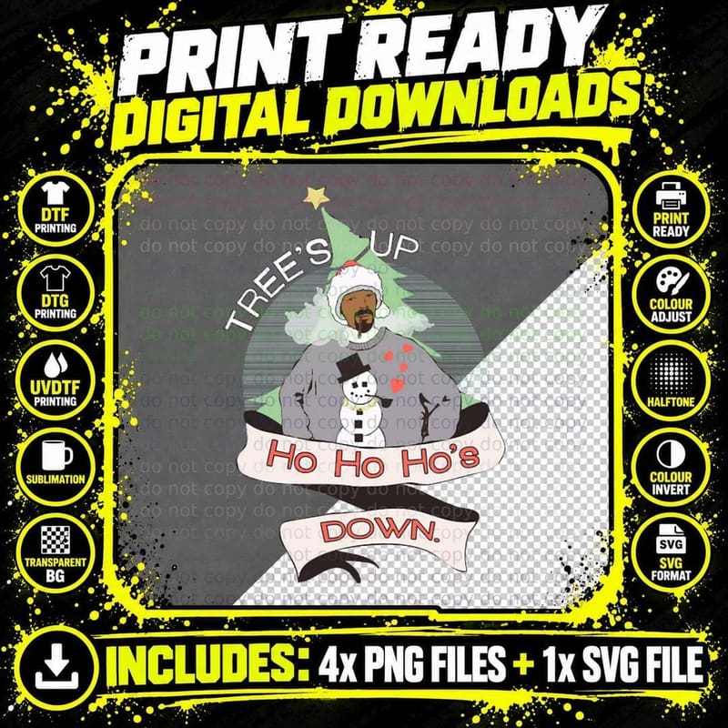 Tree's up, Ho Ho Ho's Down Crewneck Sweatshirt T-Shirt Png SVG Digital Bundle