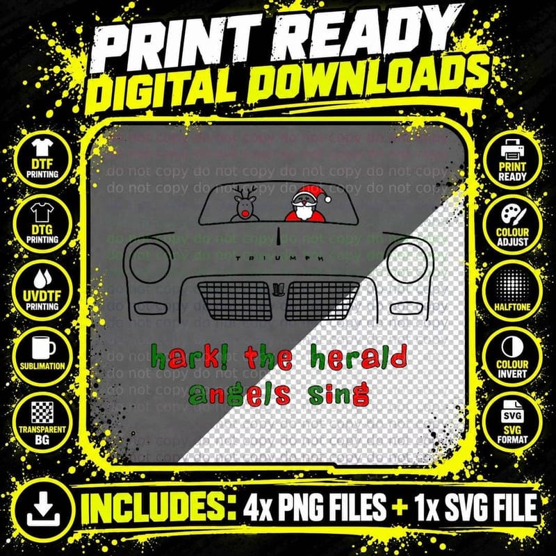 Triumph Herald Classic British Car Christmas Special Png SVG Digital Bundle