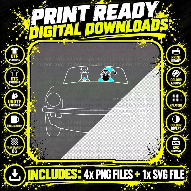Triumph Spitfire Classic British Sports Car Christmas Png SVG Digital Bundle