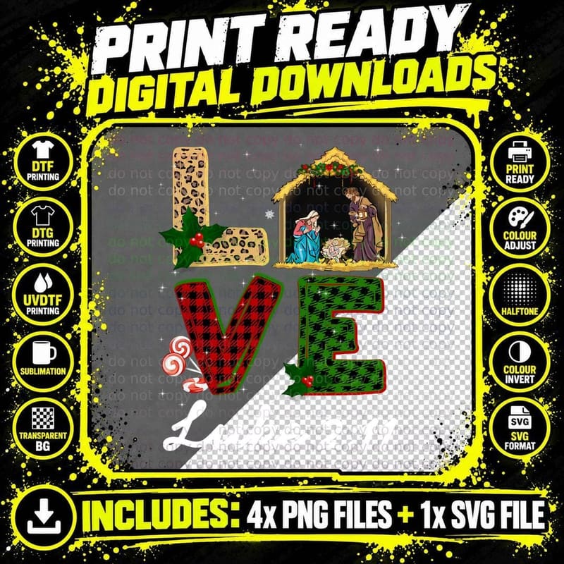 Tu Leopard Plaid Christmas Nativity Costume Christian Png SVG Digital Bundle