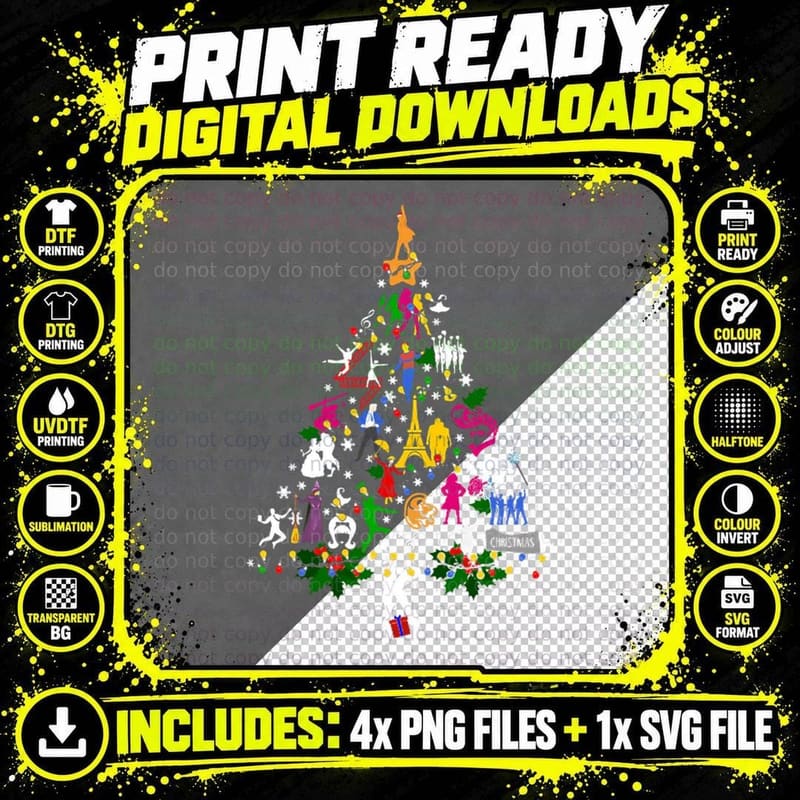 Ugly Broadway Christmas Tree T-Shirt Png SVG Digital Bundle