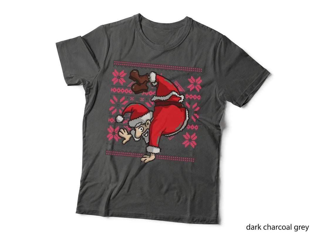 Ugly Christmas Sweater T-Shirt Handstand Santa Claus T-Shirt