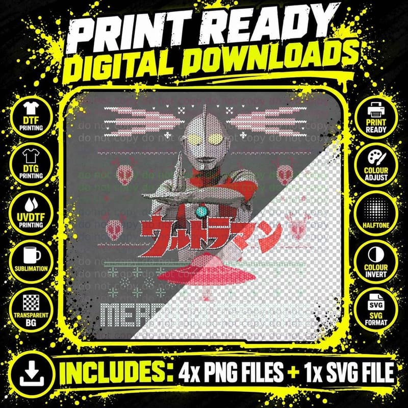 Ultraman Ugly Sweater Exclusive T-Shirt Png SVG Digital Bundle
