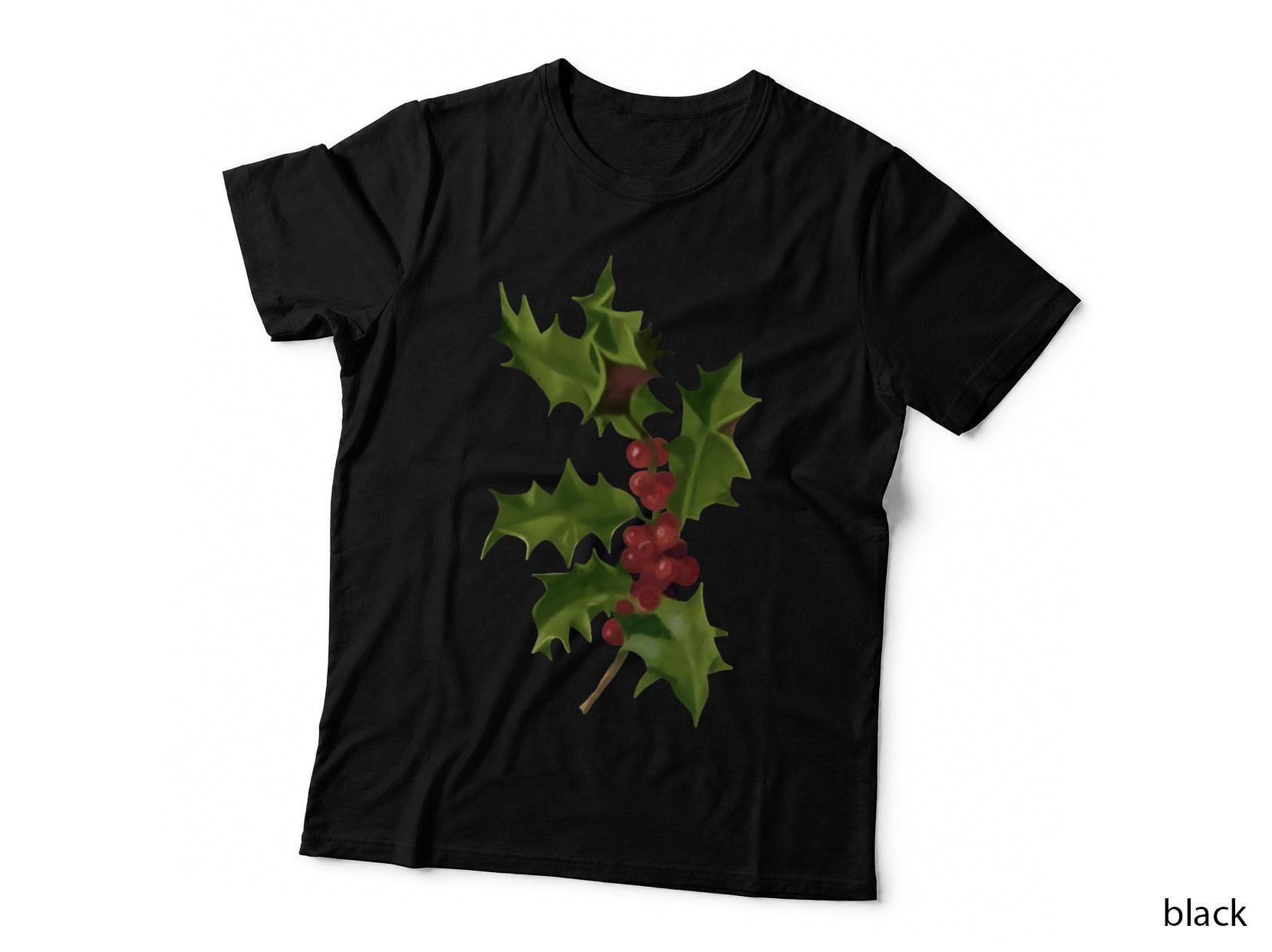 Vintage Christmas Berries Botanical Illustration Crewneck Sweatshirt T-Shirt