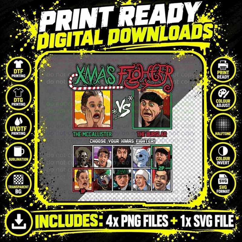 Xmas Fighter - Home Alone T-Shirt Png SVG Digital Bundle