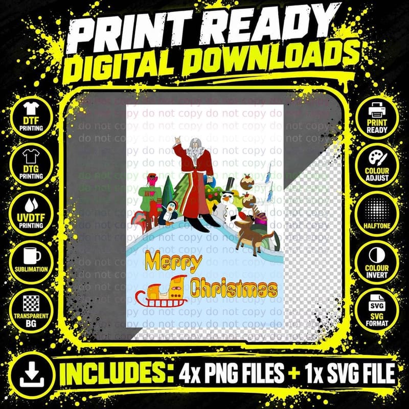 Yellow Christmas Crewneck Sweatshirt, Xmas Present Png SVG Digital Bundle