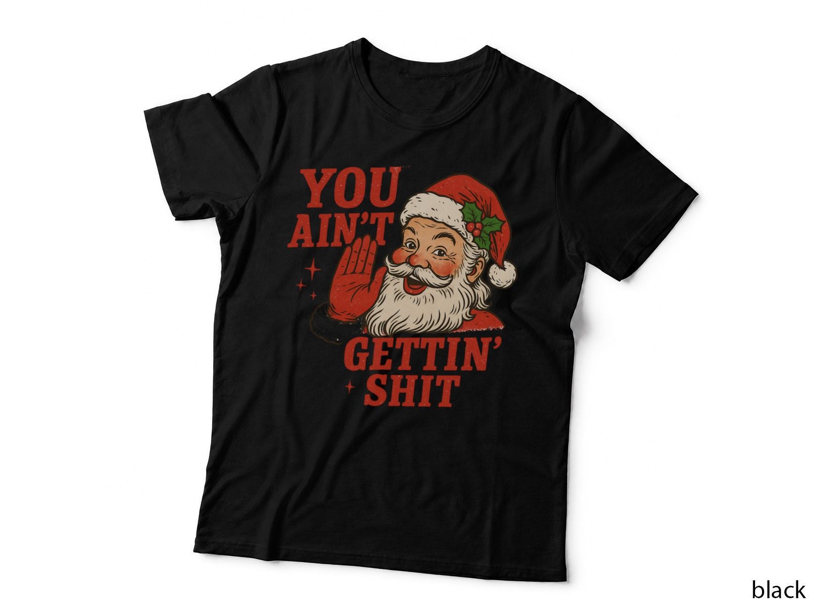 You Ain't Gettin' Shit Funny Sarcastic Santa Naughty Christmas Gift T-Shirt