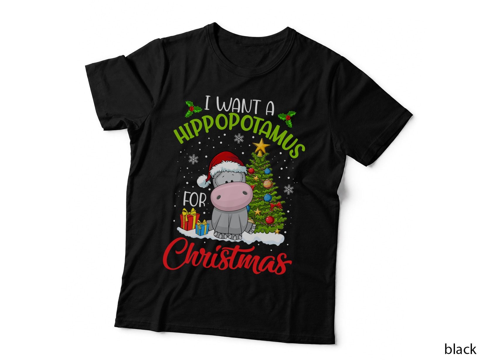 I Want a Hippopotamus for Christmas Xmas Hippo for Kid Women Copy T-Shirt