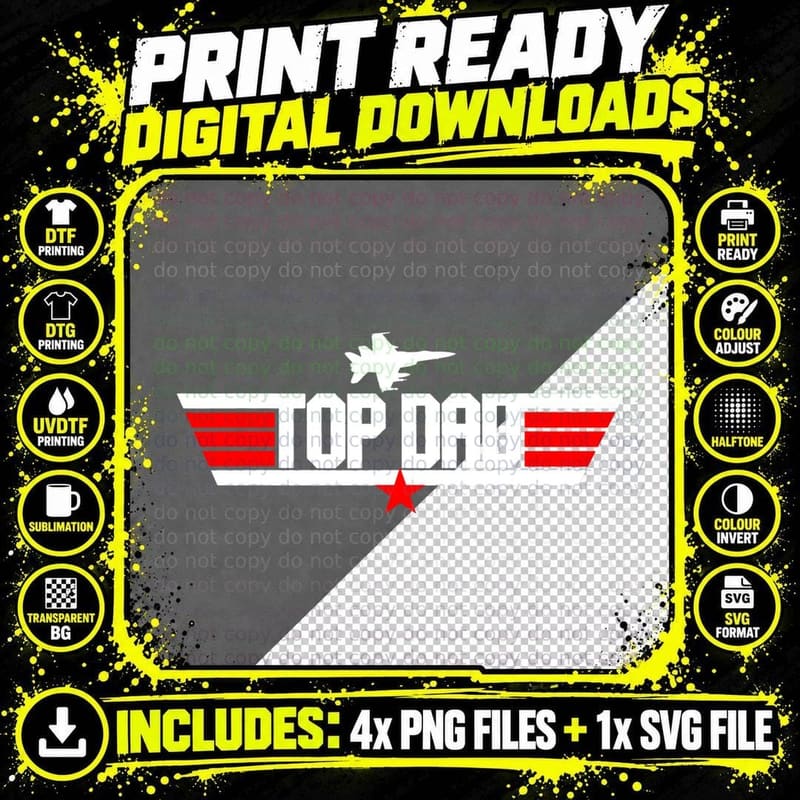 Mens Father's Day Christmas Birthday for Top Dad Png SVG Digital Bundle