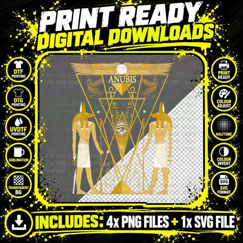 Ancient Egyptian God Anubis Kemetic Neter Anpu T-Shirt Png SVG Digital Bundle