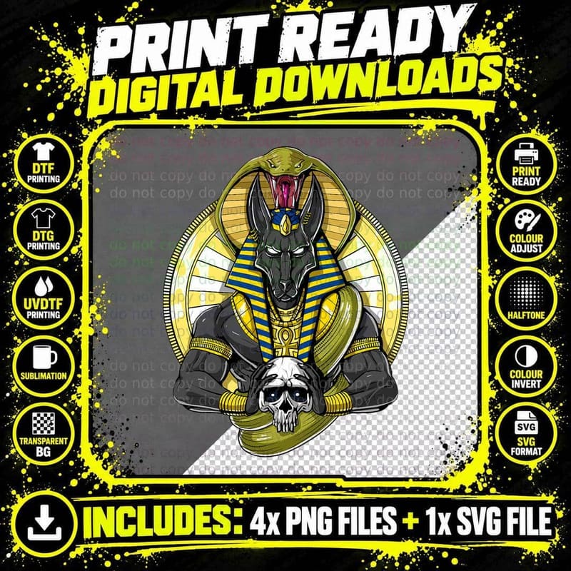 Anubis Skull Egyptian God of the Dead Ancient Mythology Png SVG Digital Bundle