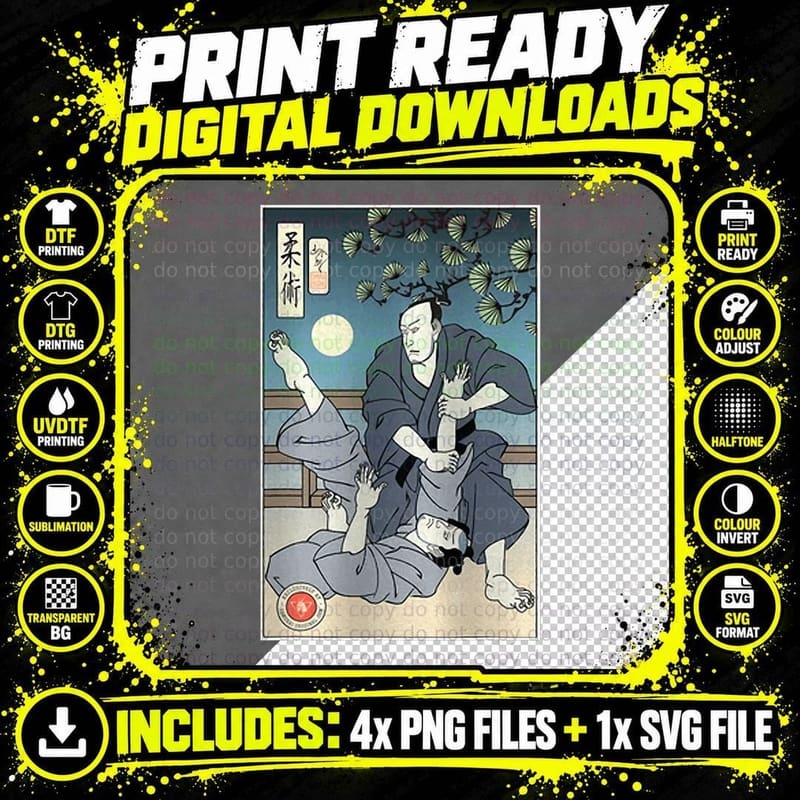 Brazilian Martial Jiu Jitsu 3 Samurai Japanese Lover Png SVG Digital Bundle