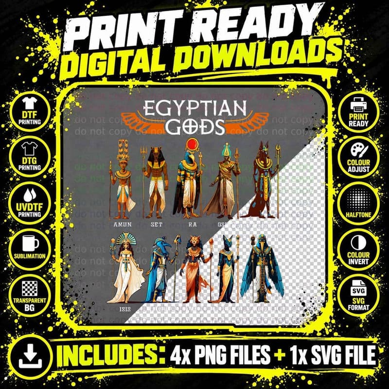 Egyptian Gods Ancient Mythology Pharaoh Anubis Thoth Png SVG Digital Bundle