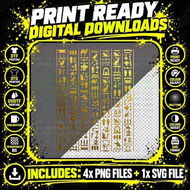 Egyptian Hieroglyphics - Ancient Egypt T-Shirt Png SVG Digital Bundle