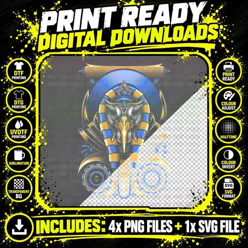 Egyptian Pharaoh Mask Gold Blue T-Shirt Png SVG Digital Bundle