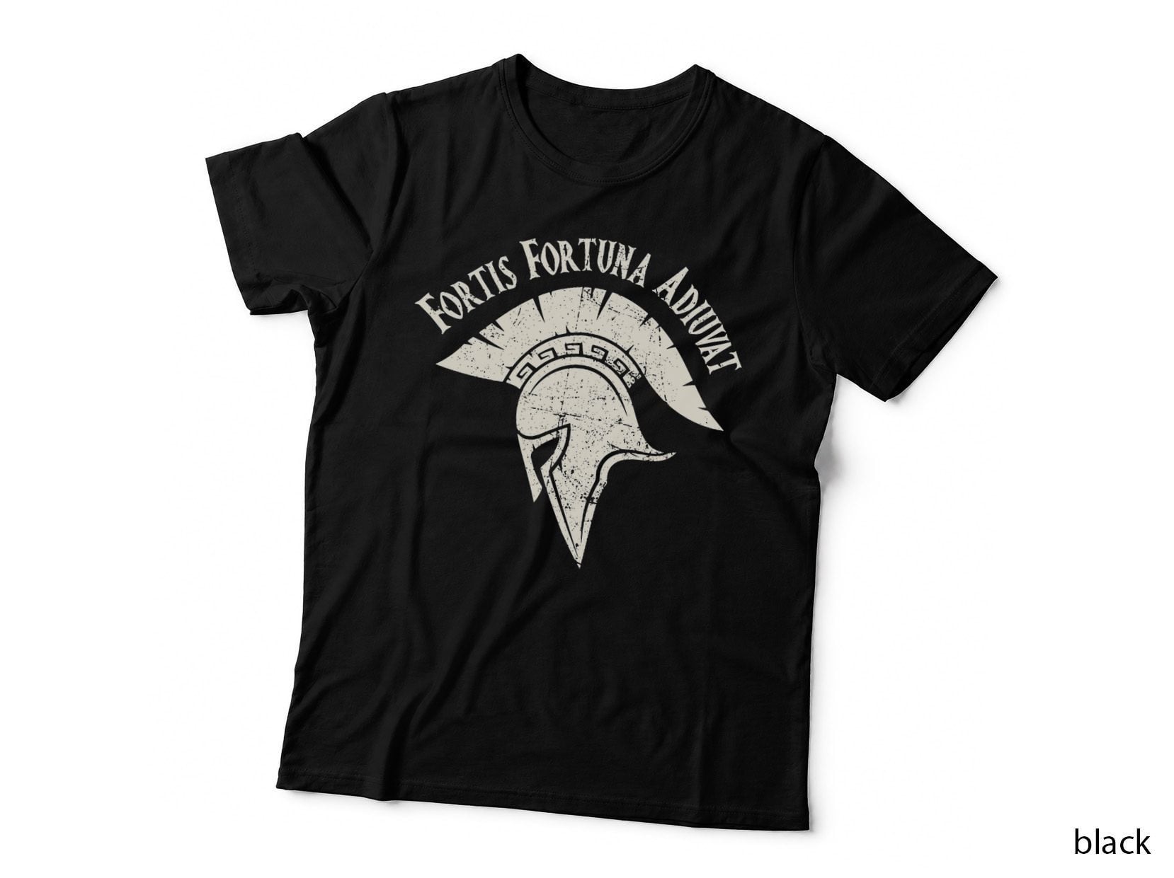 Fortis Fortuna Adiuvat Tattoo T-Shirt, Spartan Helmet Design