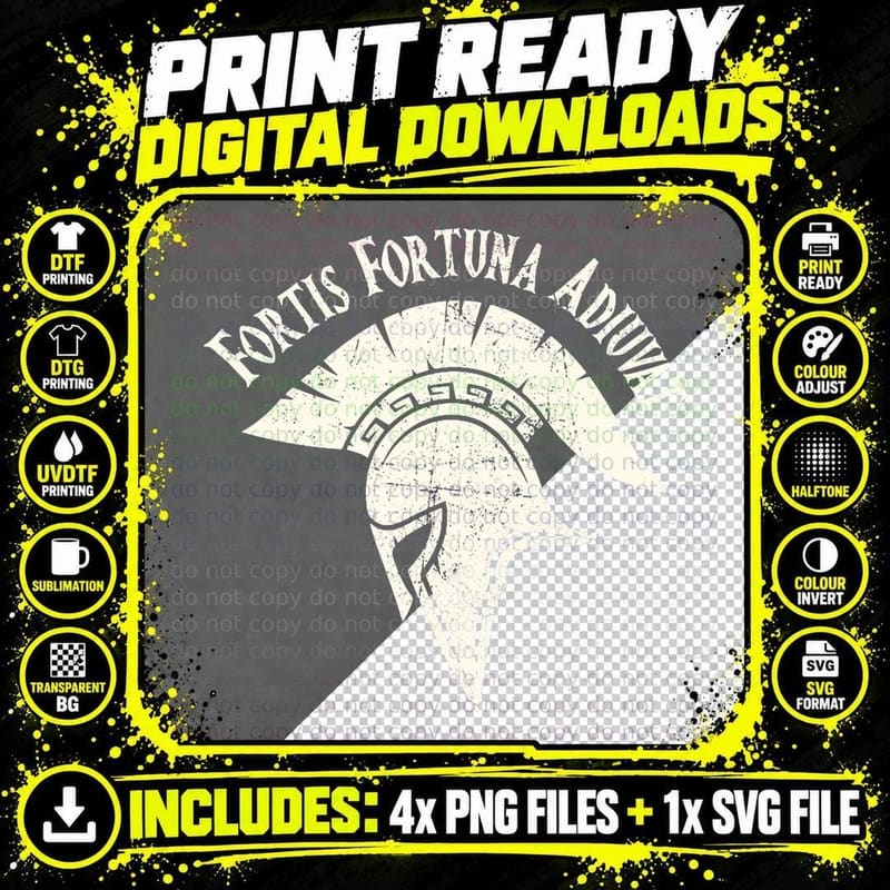 Fortis Fortuna Adiuvat Tattoo T-Shirt Png SVG Digital Bundle