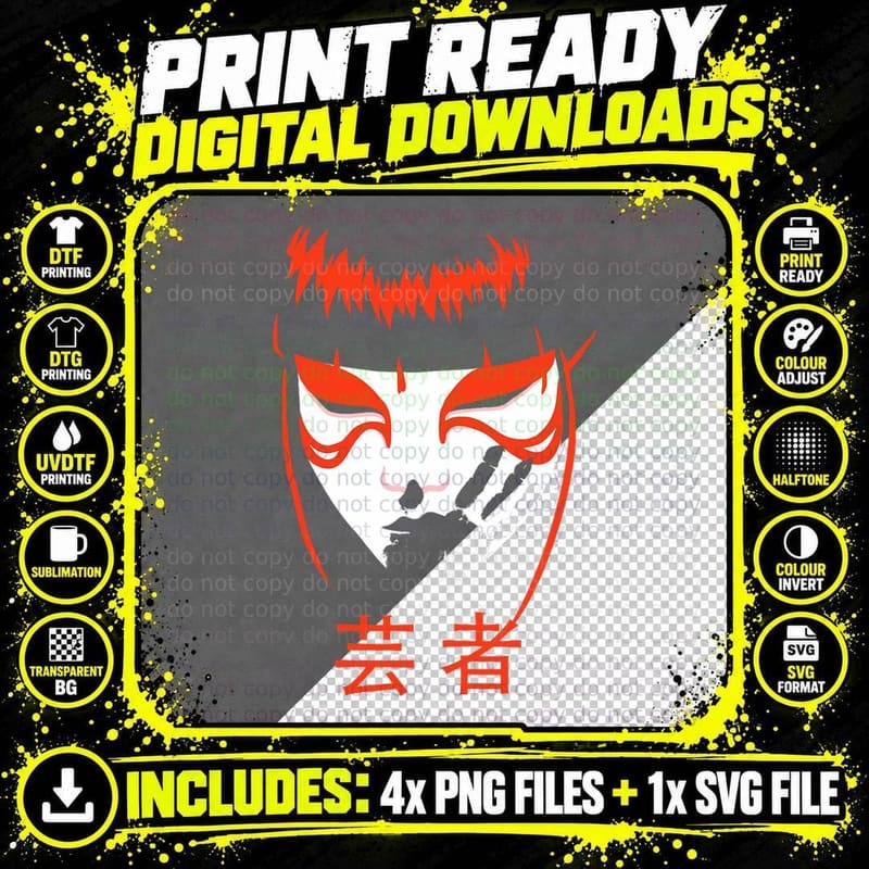 Geisha Japanese Art Traditional Japan Woman Kimono Png SVG Digital Bundle