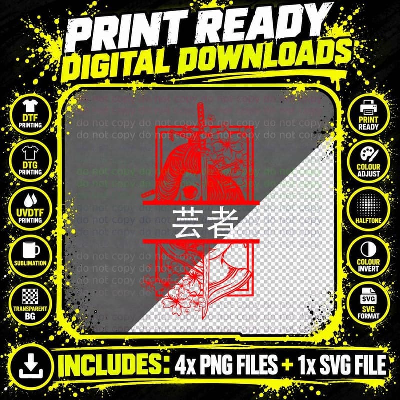 Geisha Katana Kendo Japanese Art Samurai Ninja Kimono Png SVG Digital Bundle