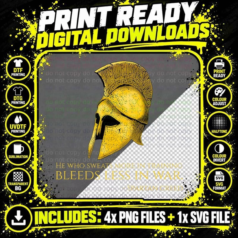 He Who Sweats More in Training Bleeds Less in War - Png SVG Digital Bundle