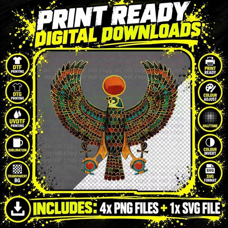 Horus Ancient Egyptian Falcon Hieroglyph Png SVG Digital Bundle