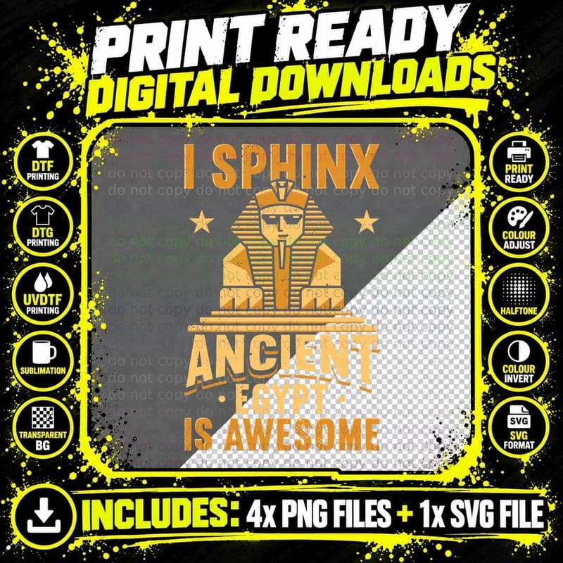 I Sphinx Ancient Egypt Is Awesome Egyptian Giza Pyramid Png SVG Digital Bundle