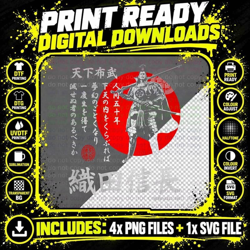 JAPAN Samurai Shogun ODA Nobunaga T-Shirt Png SVG Digital Bundle