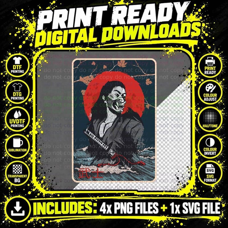 Japanese Samurai - Ancient Japanese Culture - Men-Yoroi Png SVG Digital Bundle