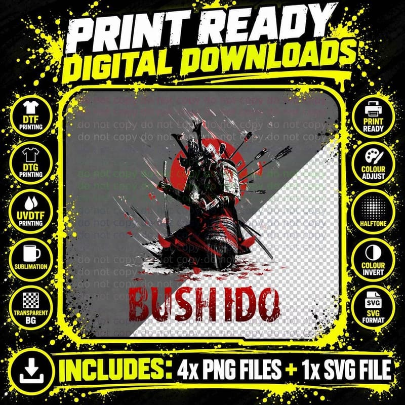Japanese Samurai Katana Ancient Oni Ronin Asian Warrior Png SVG Digital Bundle