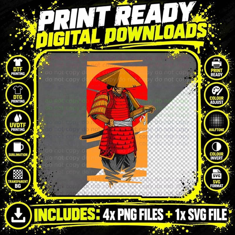 Japanese Samurai Warrior Bushido Code Japan Ronin Png SVG Digital Bundle