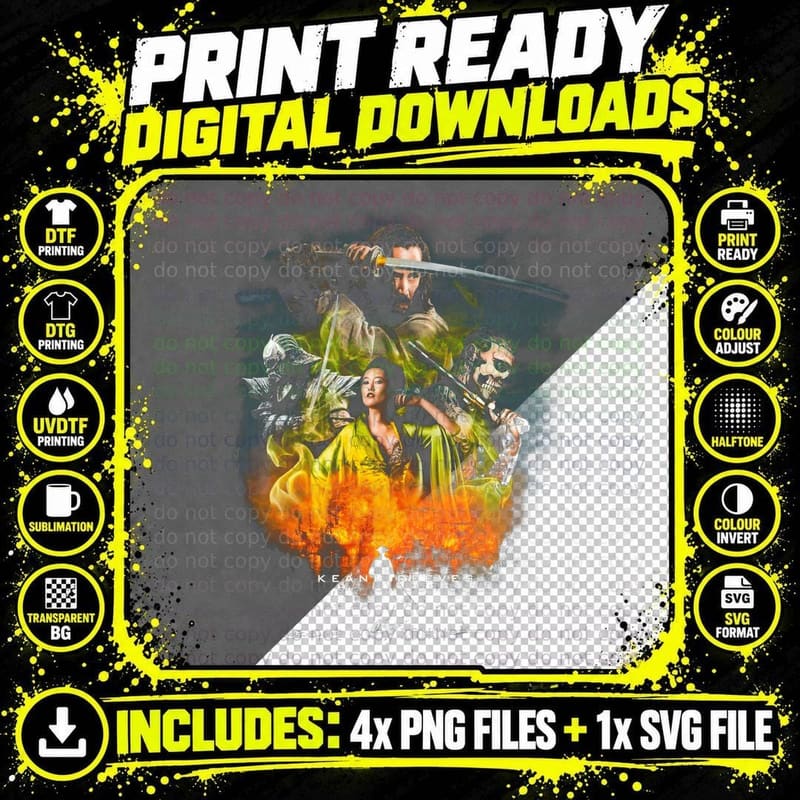Keanu Reeves 47 Ronin Sword Warrior Samurai Gold Warm Png SVG Digital Bundle