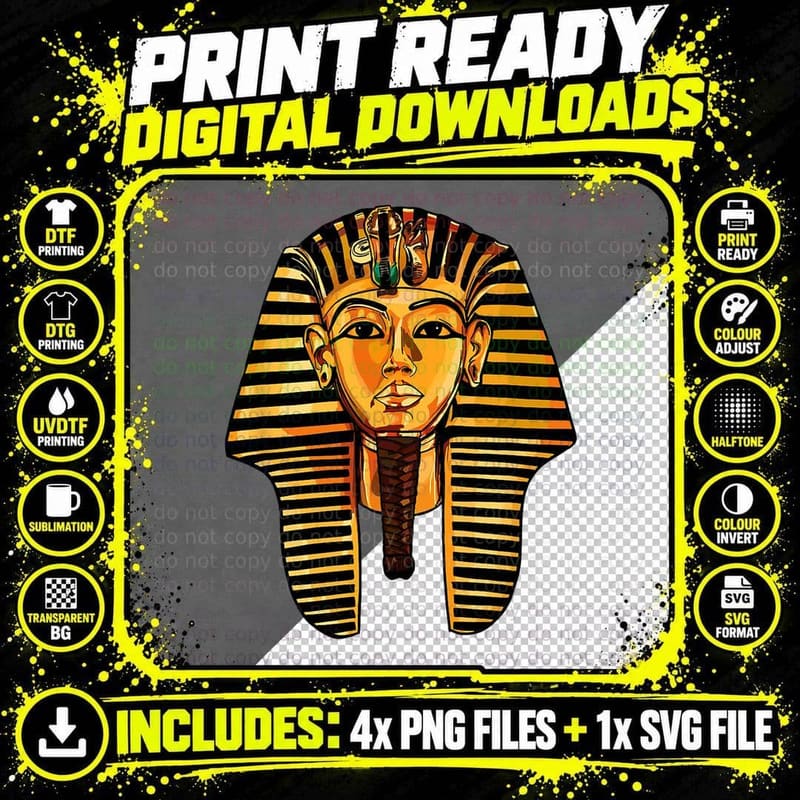 King Pharaoh Tutankhamun King Tut Pharaoh Ancient Png SVG Digital Bundle