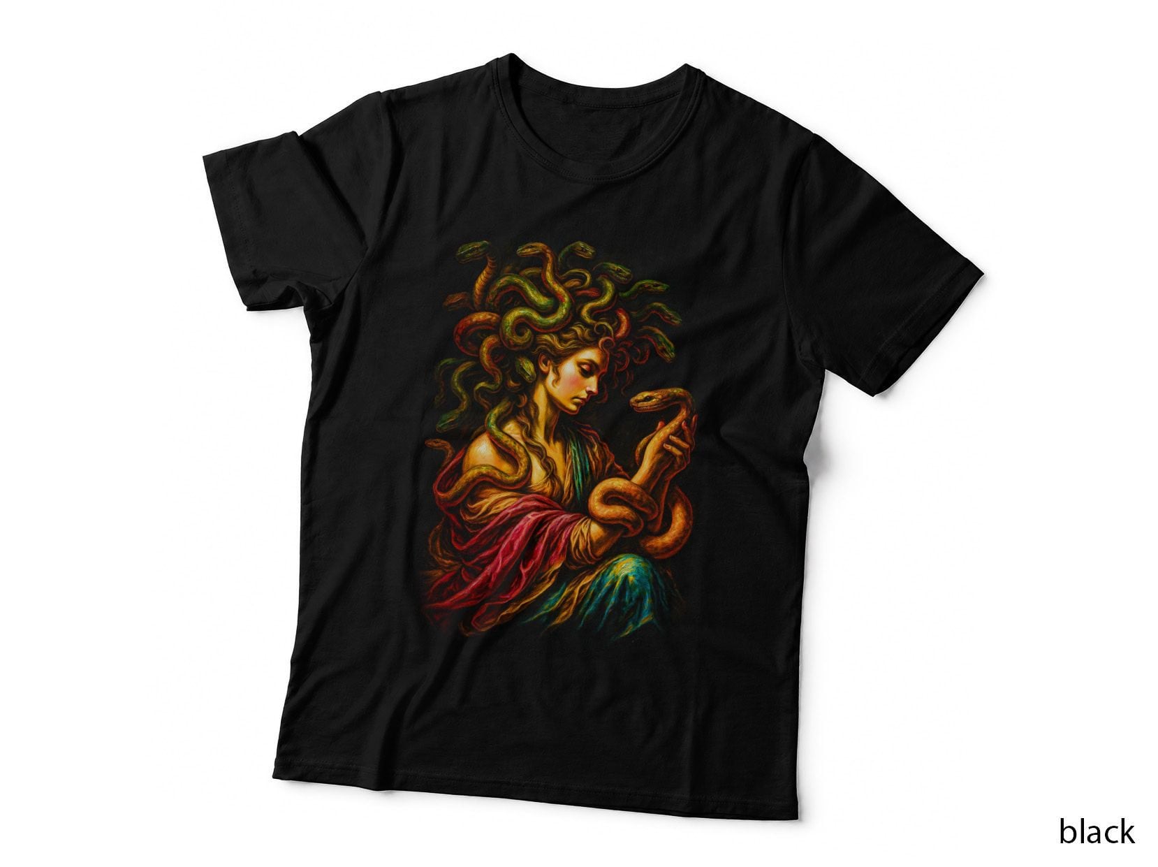 Medusa Serpent Goddess T-Shirt, Halftone Greek Snake Hair Graphic Tee