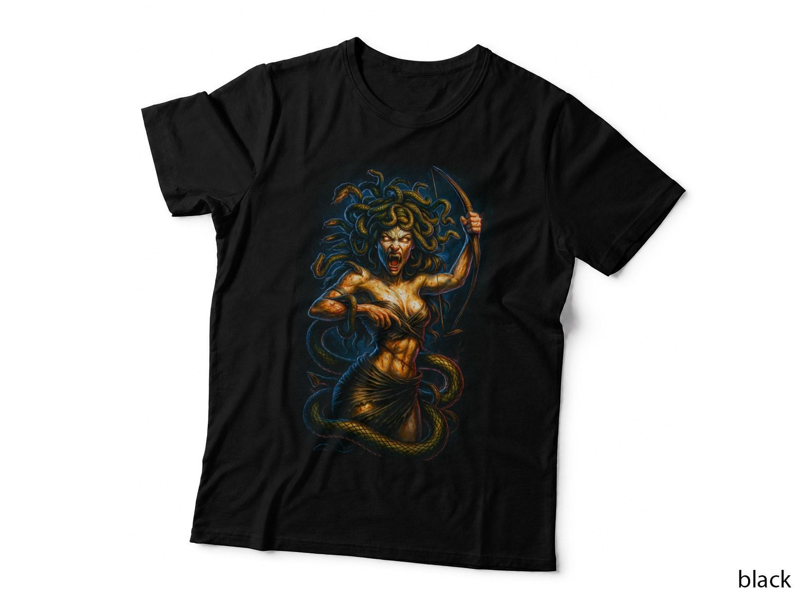 Medusa Serpent T-Shirt, Halftone Greek Snake Warrior Graphic Tee