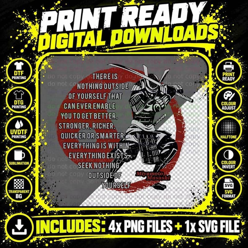 Miyamoto Musashi Samurai, Ronin T-Shirt Png SVG Digital Bundle
