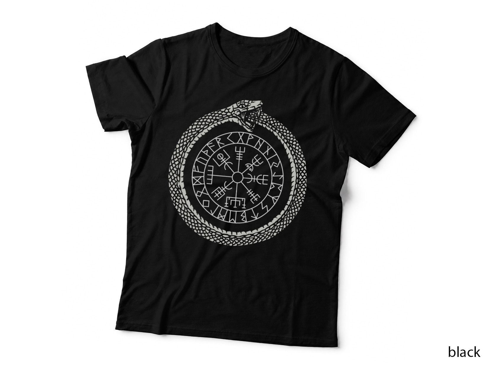 Mystic Ouroboros - Ancient Viking Symbol Vegvisir - Norse T-Shirt