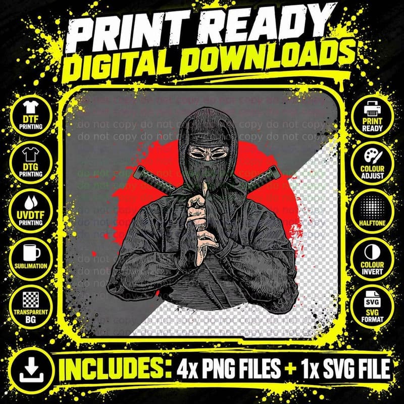 Ninja Sinobi Samurai Kendo Katana Shinai Japan Swords Png SVG Digital Bundle