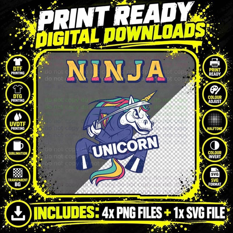 Ninja Unicorn Karate Unicorn Kickboxing Martial Arts Png SVG Digital Bundle