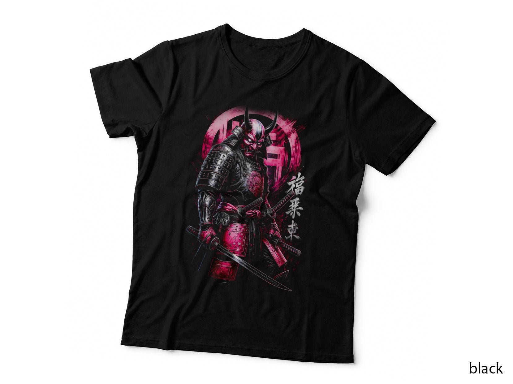 Oni Samurai T-Shirt, Halftone Japanese Warrior Graphic Tee, Japanese Art Shirt