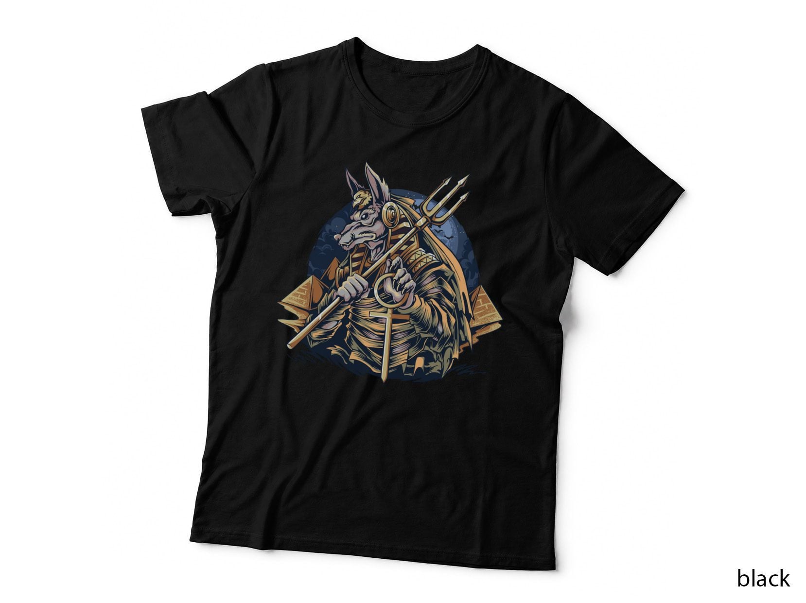 Poseidon Mythology God with Trident and Pyramids Egyptian Gold T-Shirt