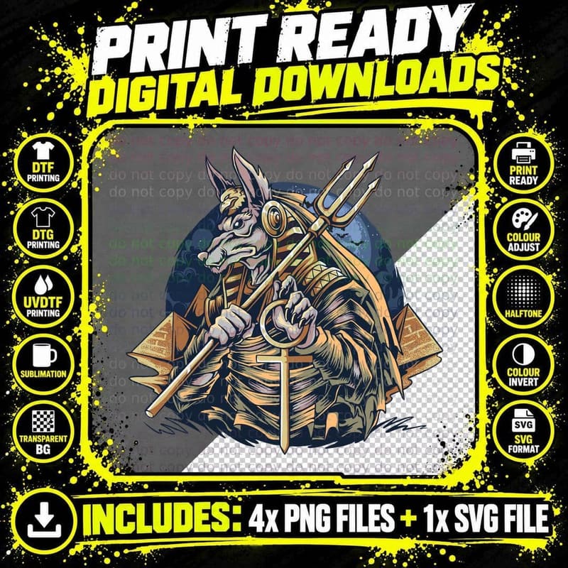 Poseidon Mythology God with Trident and Pyramids Png SVG Digital Bundle