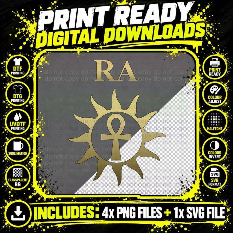 Ra Ancient Egyptian God Sun God Ankh T-Shirt Png SVG Digital Bundle