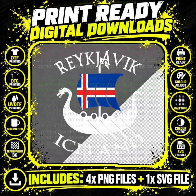 Reykjavik Viking Boat Iceland, Nautical Gift T-Shirt Png SVG Digital Bundle