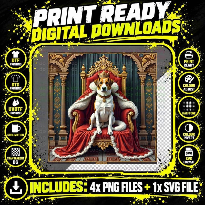 Royal Jack Russell Medieval Tapestry T-Shirt Png SVG Digital Bundle