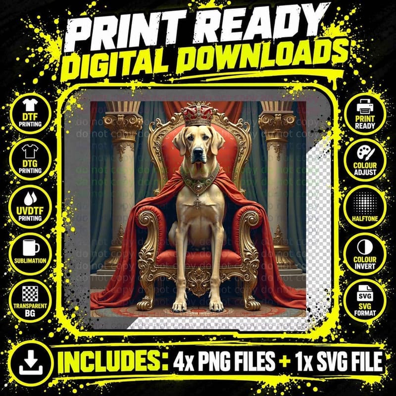 Royal Weimaraner Medieval Tapestry T-Shirt Png SVG Digital Bundle