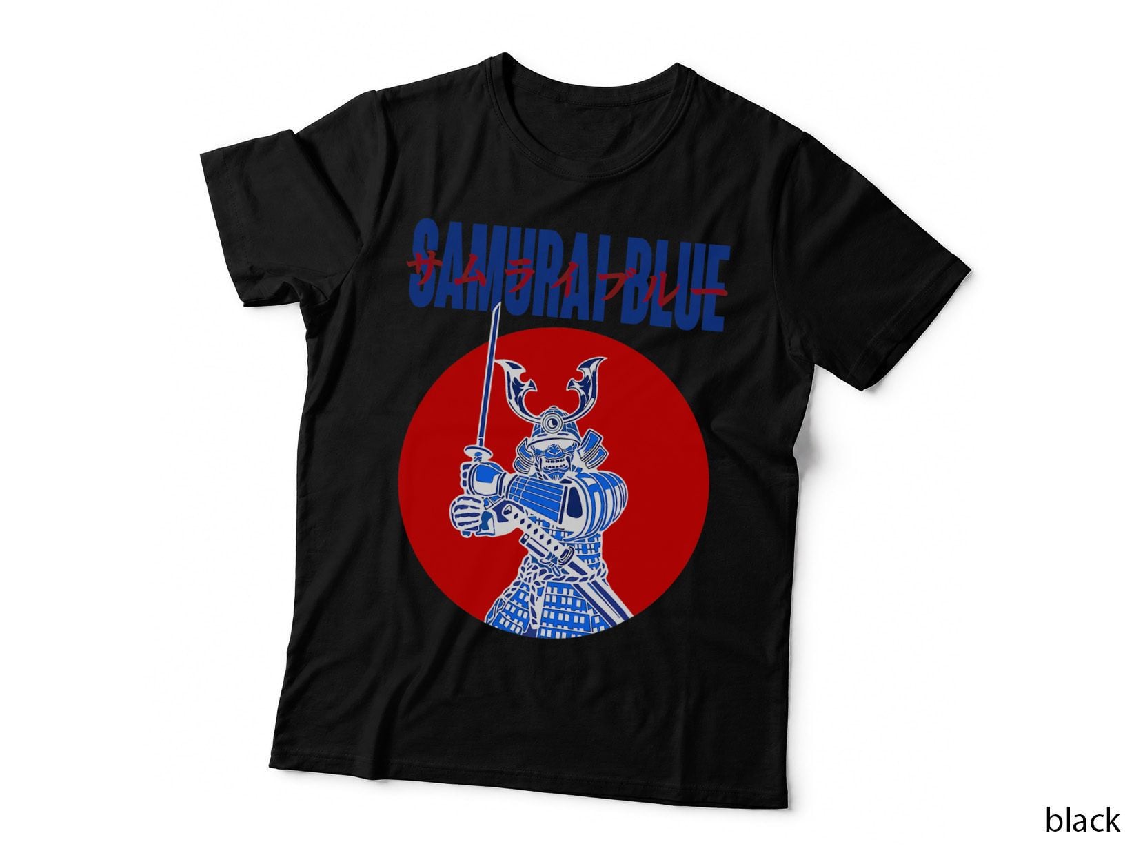 Samurai Blue Japan Flag Kanji Letters T-Shirt