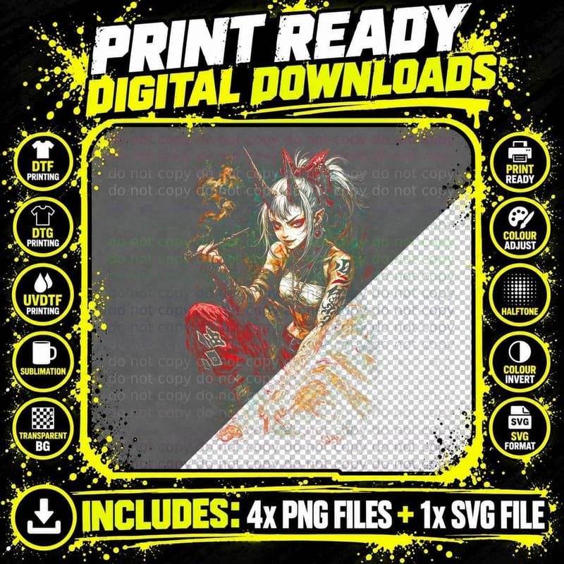 Samurai Duo T-Shirt, Halftone Japanese Moon Graphic Tee Png SVG Digital Bundle